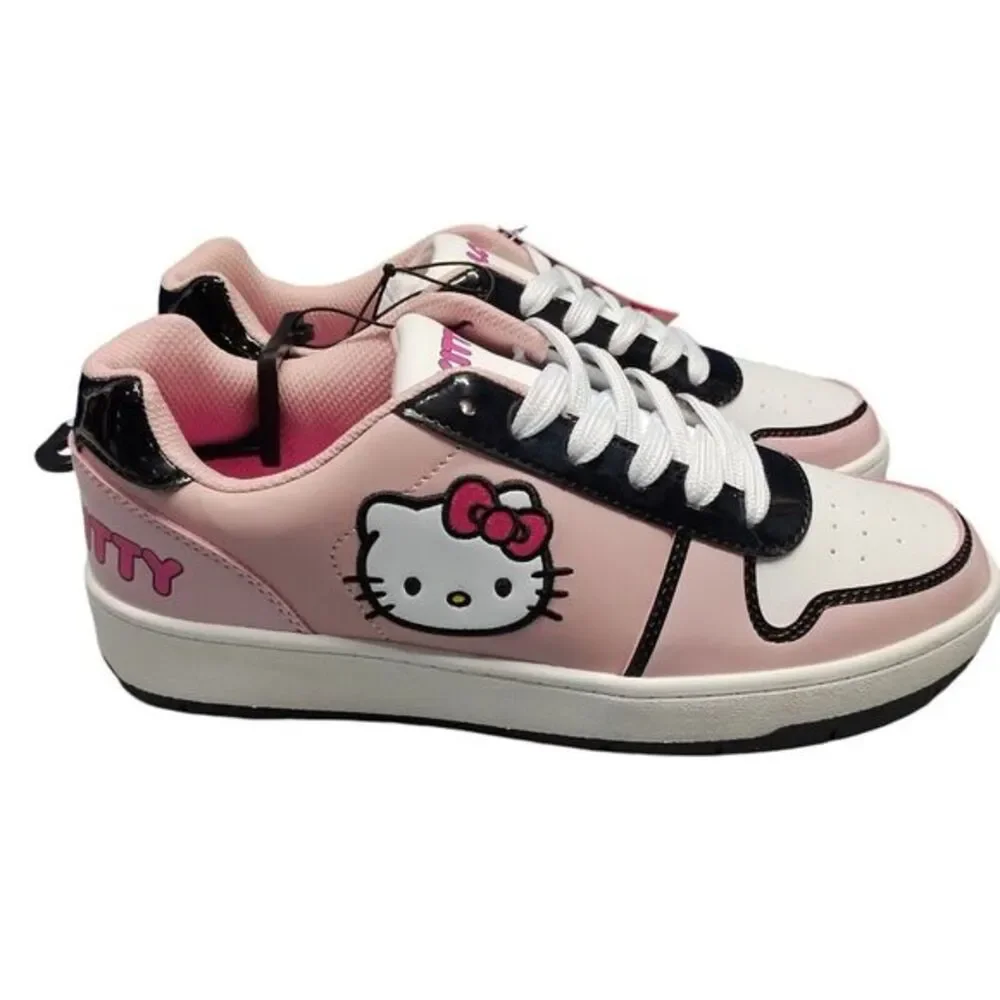 Hello Kitty Sneakers Shoes Womens Sz 7 Pink Comfort Manmade Lace Up WMHK24BB001 - Picture 1 of 15